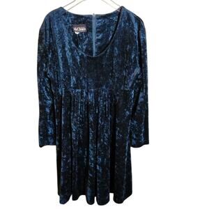 Vintage 90's Y2K Ms. Choice Emerald Crushed Velvet Baby Doll Dress Size 6